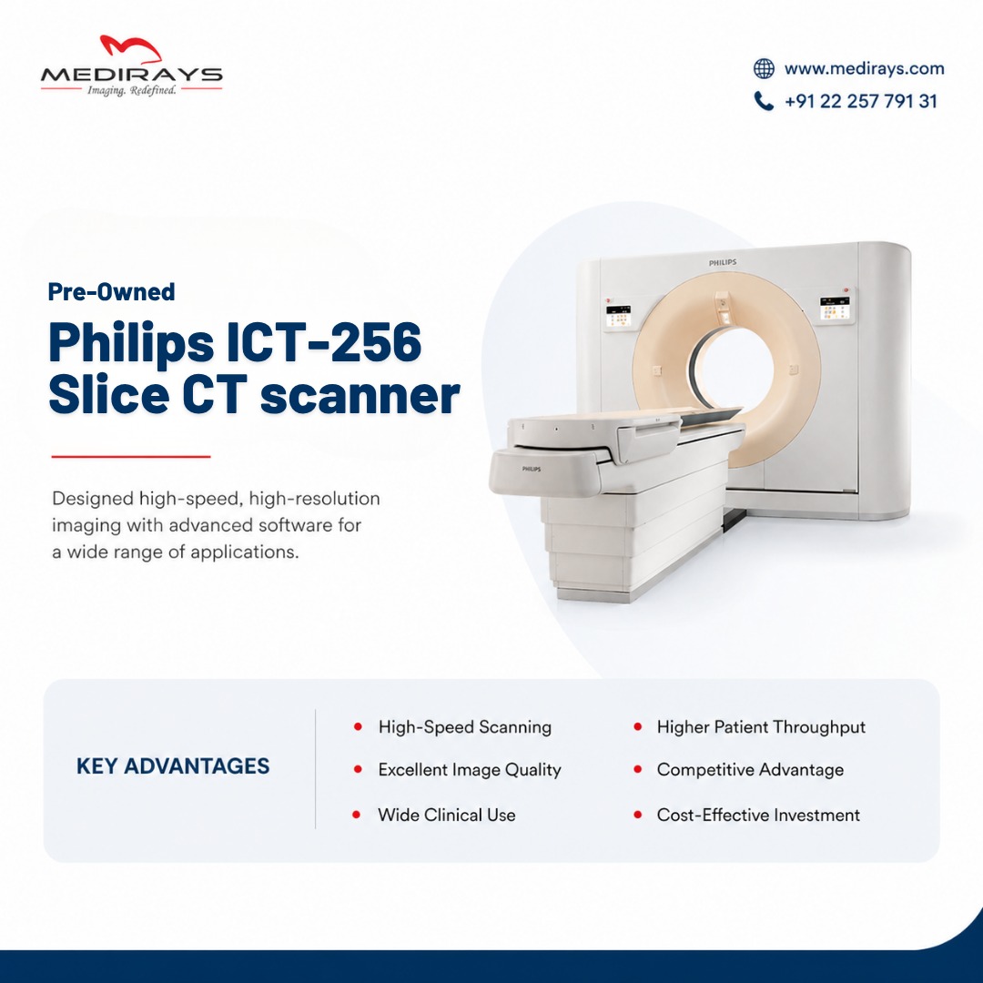 medirays's tweet photo. 💡 Pre-Owned Philips ICT-256 CT
Fast, high-resolution imaging.✅ High quality
✅ Versatile
✅ Cost-effective
📞 +91 22 257 791 31 | 🌐 https://t.co/LReyLCuP5t
#CTScanner #MedicalImaging https://t.co/seBr5k8mce