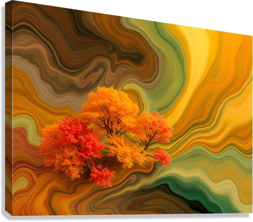 Esmonbijouart's tweet image. Craving autumn magic? 🍁 Swirling fluid art meets fiery fall trees. Teal, bronze, amber create an unearthly glow. Transforms any wall into a dreamscape. #AutumnTrees #FluidArt #AbstractArt #HypnoticArt #OriginalPainting