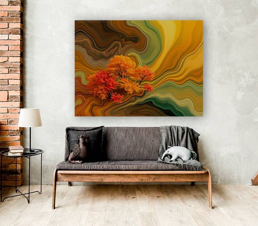Esmonbijouart's tweet image. Craving autumn magic? 🍁 Swirling fluid art meets fiery fall trees. Teal, bronze, amber create an unearthly glow. Transforms any wall into a dreamscape. #AutumnTrees #FluidArt #AbstractArt #HypnoticArt #OriginalPainting