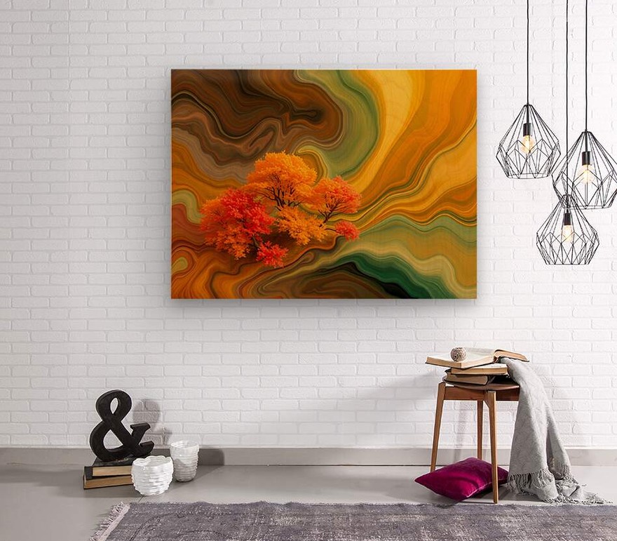 Esmonbijouart's tweet image. Craving autumn magic? 🍁 Swirling fluid art meets fiery fall trees. Teal, bronze, amber create an unearthly glow. Transforms any wall into a dreamscape. #AutumnTrees #FluidArt #AbstractArt #HypnoticArt #OriginalPainting