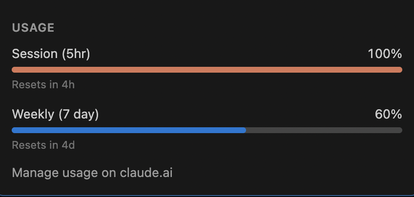 CaffinatedAK's tweet photo. Just hit Claude Code session limit in less than 30 seconds of executing a prompt. 

Something is wrong with @claudeai @ClaudeDevs @trq212 https://t.co/NlE0YwZaGh