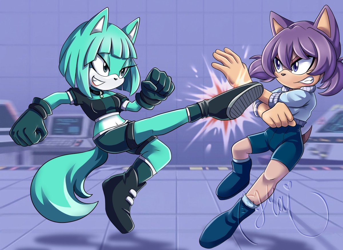 Maiartanddesig1's tweet image. 💥🌀✨ Aliz vs Dina en una pelea al estilo Sonic.

#OC #SonicStyle #FightScene #ArteDigital #Ilustración #Acción #Dibujo ⚡