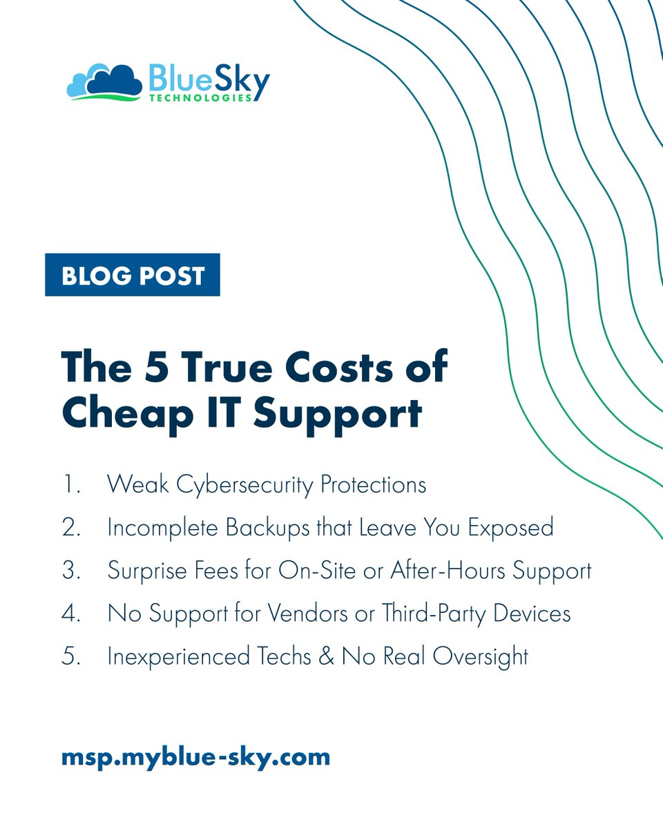 Cheap IT isn’t always a bargain.

Lower monthly costs can come with hidden fees, weak security, and gaps that leave your business exposed. These are the red flags you must watch out for in low-cost IT agreements.

Read the full blog 👉️ buff.ly/BcKTHVU