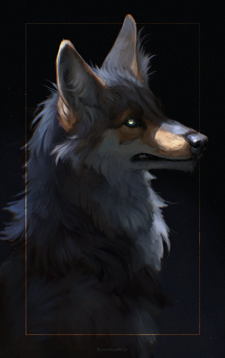 RavenMadWoof's tweet photo. Reward for my dear patron @Luciensheppy

I keep thinking about opening slots for this kind of art, but at low render it's really hard for me to stop in time x)
P. S. I have a weakness for gold frames https://t.co/x6DFcC5Pim