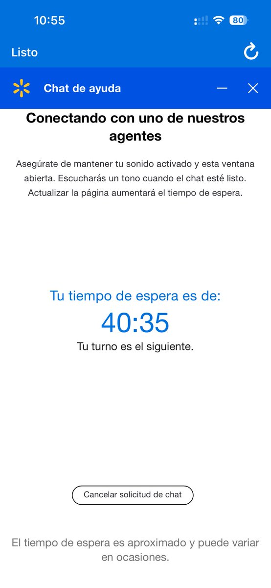 shus9998's tweet photo. Hola @WalmartMexico tengo días sin poder pagar desde su app y mi tiempo de espera para hablar con un agente es de 40 minutos…. ¿Algo que se pueda hacer por aquí? https://t.co/2vTU7Ywm7A