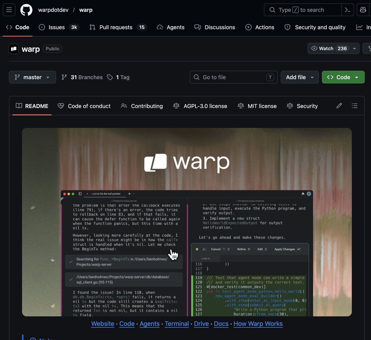 ¡Notición! La terminal Warp pasa a ser de código abierto. Desarrollada con Rust y disponible en Windows, macOS y Linux.

→ github.com/warpdotdev/warp