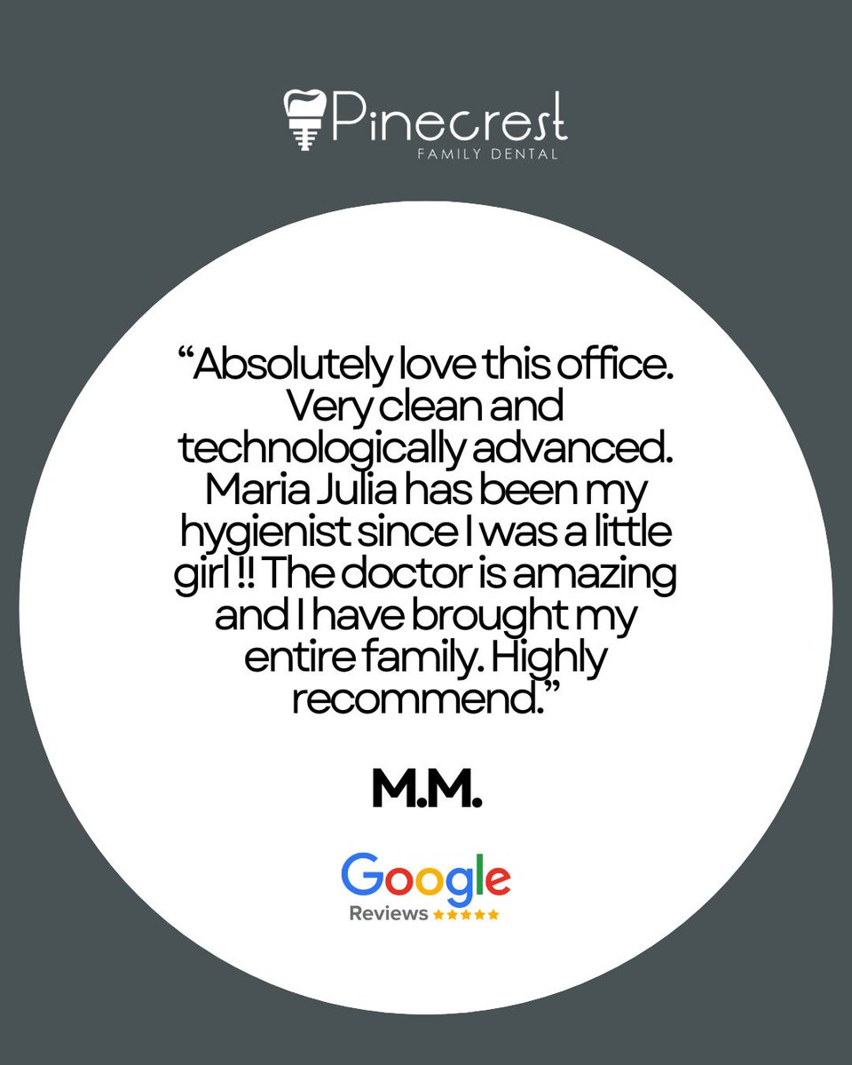 PinecrestFDent's tweet image. 🦷✨ Clean, advanced care with a team you can trust every step of the way. Join the patients who make us their lifelong dental home. 

#FamilyDentist #DentalCare #HealthySmiles #OralHealth #DentalOffice #PatientCare #SmileConfidently #GoogleReviews #TrustedDentist