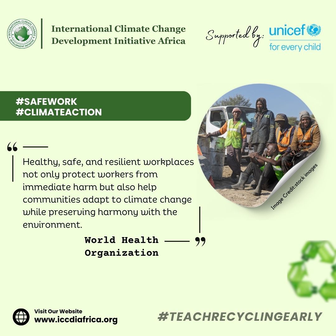 ClimateWed's tweet image. Healthy, safe, and resilient workplaces not only protect workers from immediate harm but also help communities adapt to climate change while preserving harmony with the environment.— World Health Organization

#SafeWork #ClimateAction