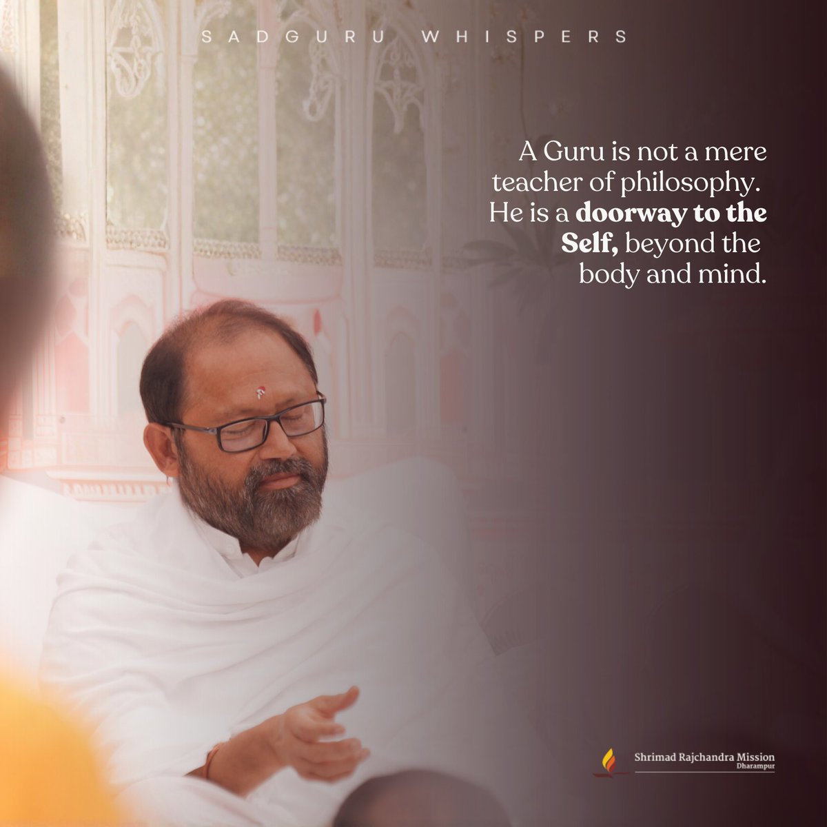 SRMDharampur's tweet photo. A Guru is not a mere teacher of philosophy. He is a doorway to the Self, beyond the body and mind.

#SadguruWhispers #Quotes #QOTD #FeelGoodFriday #BeyondMind #SacredGuidance https://t.co/jMJOelkdvW