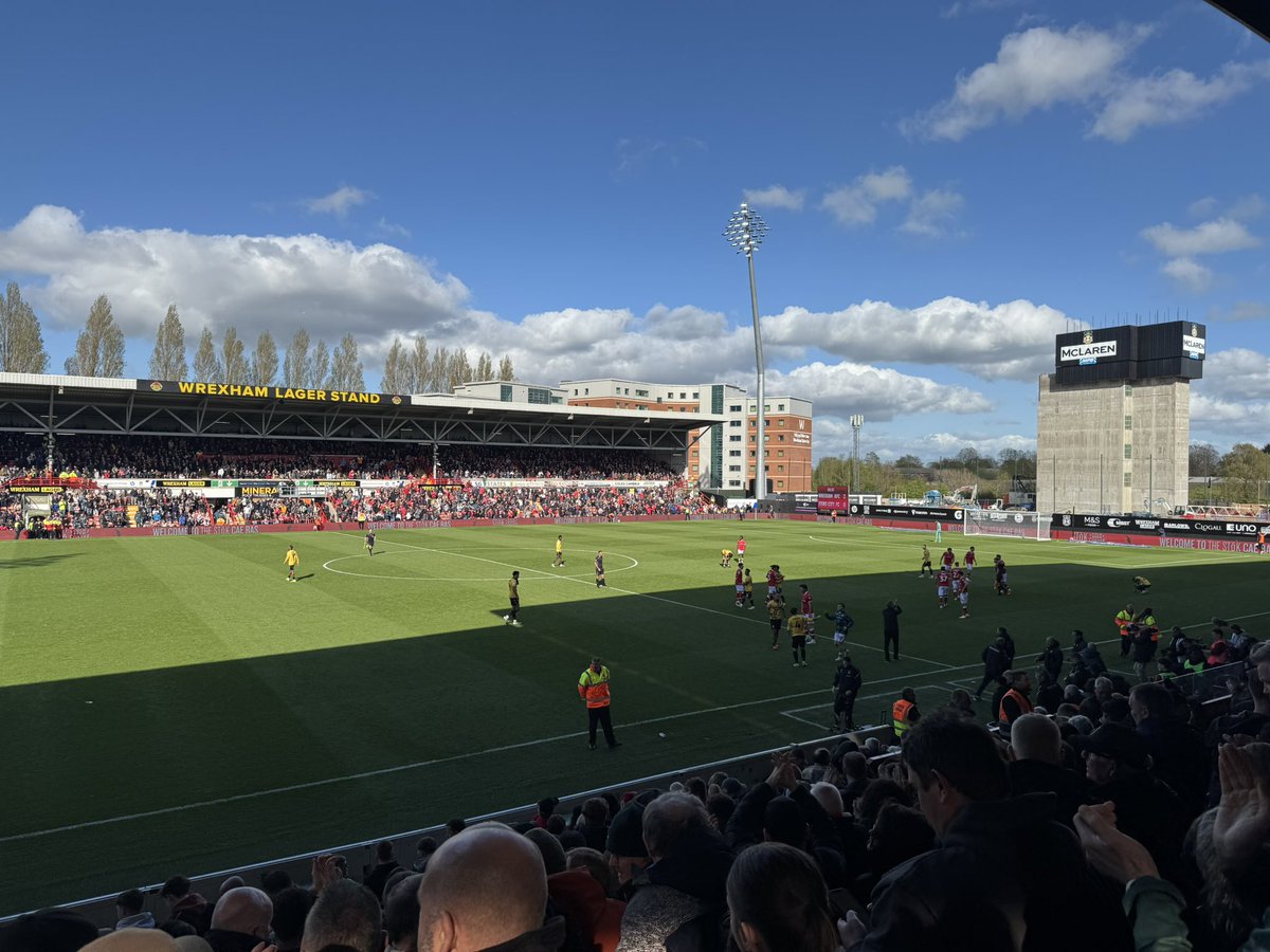 hoppingwxm's tweet photo. Off to Wrexham today (18/04/2026)
League game
STōK Cae Ras - Championship Table
🔴 Wrexham 2 - 0 Stoke City 🟡 (HT2-0)
10,641 in attendance
@Wrexham_AFC
#EFL #Groundhopping #Wales #England #Wrexham #Stoke #Peldroed #Football #voetbal #futbol #chickenbaltichronicles https://t.co/QFl0uadOho