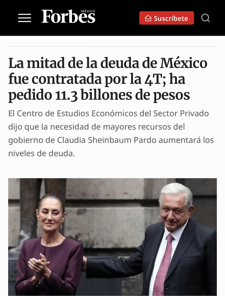 neoliberalover's tweet photo. Quiere decir que AMLO dejó con tal deuda y necesidades al país que al gobierno al gobierno de Claudia no le va a quedar otra más que endeudarnos más. 

¿No decía un viejito chismoso que él no había endeudado al país?

Levanten la manita los pendejos que le creyeron. https://t.co/e7HvN3TlIO