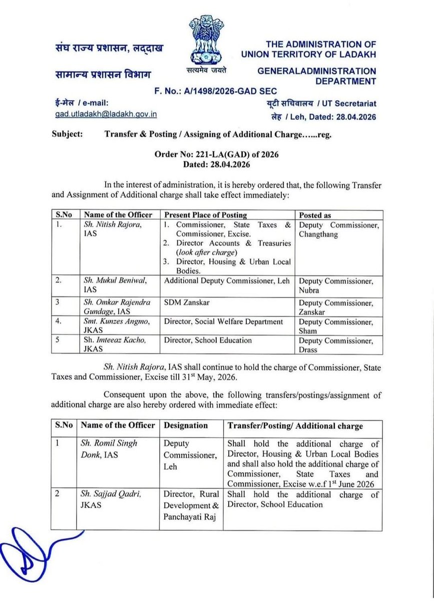 thinles_dorje's tweet photo. Sincere gratitude to Hon’ble Prime Minister Narendra Modi and Hon’ble Home Minister Amit Shah for the landmark decision to create and implement 5 new districts in Ladakh in 2026. Heartfelt congratulations to the people of Ladakh on this historic achievement.
@narendramodi https://t.co/g4bVvLSfPK