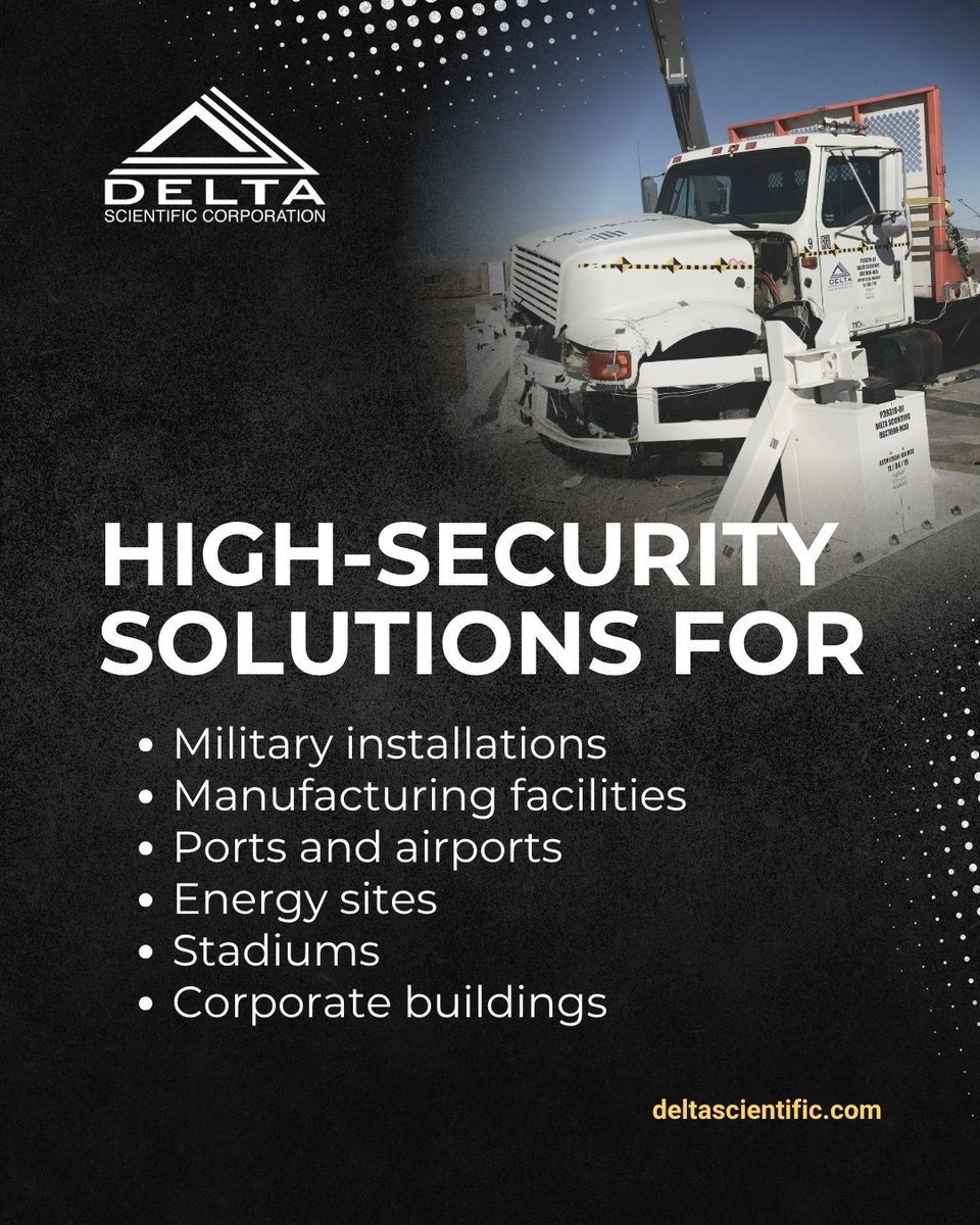 DeltaScientific's tweet photo. Protect your perimeter with confidence.

Delta’s high-security barricades are built to stop high-speed vehicle threats and meet the toughest industry standards—trusted where security can’t fail. 🚧

#DeltaScientific #HighSecurity #CrashTested https://t.co/B9vKitn7tI