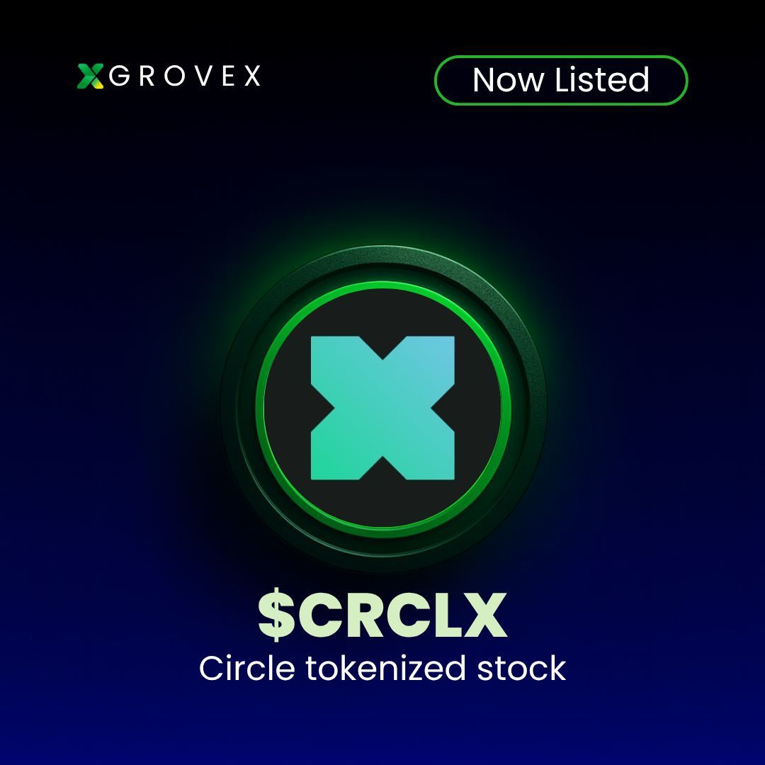 GroveXchange's tweet image. ✅ Now Listed: @xStocksFi ($CRCLX) on GroveX! ✅

Token: $CRCLX/USDT
Chain: SOL

✅ Deposits and withdrawals are now available.

🔗 Trade Now: grovex.io/en_US/trade/CR…

#CRCLX #SOL #Crypto #GroveX #Blockchain #Web3