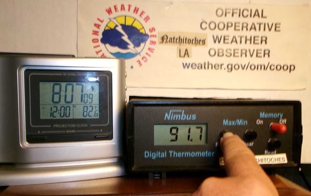 #Natchitoches , Louisiana official afternoon high temperature yesterday is 92 degrees (NWS MMTS 91.7 or 92 degrees).  This value is a new all-time DAILY high temp. record replacing 1987. This value is also 12 degrees above the NORMAL DAILY HIGH TEMPERATURE for the City.   #lawx