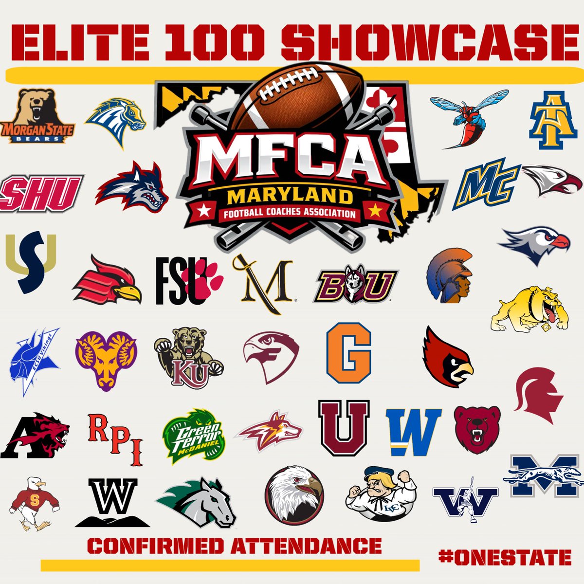 MFCA1988's tweet photo. UPDATED 🔥

Added Stony Brook University and Union College! 

✅40 yard dashes 
✅Positional Indy 
✅7v7
✅1v1’s 

Coaches this is an ELITE showcase. https://t.co/UiKslDdmoS