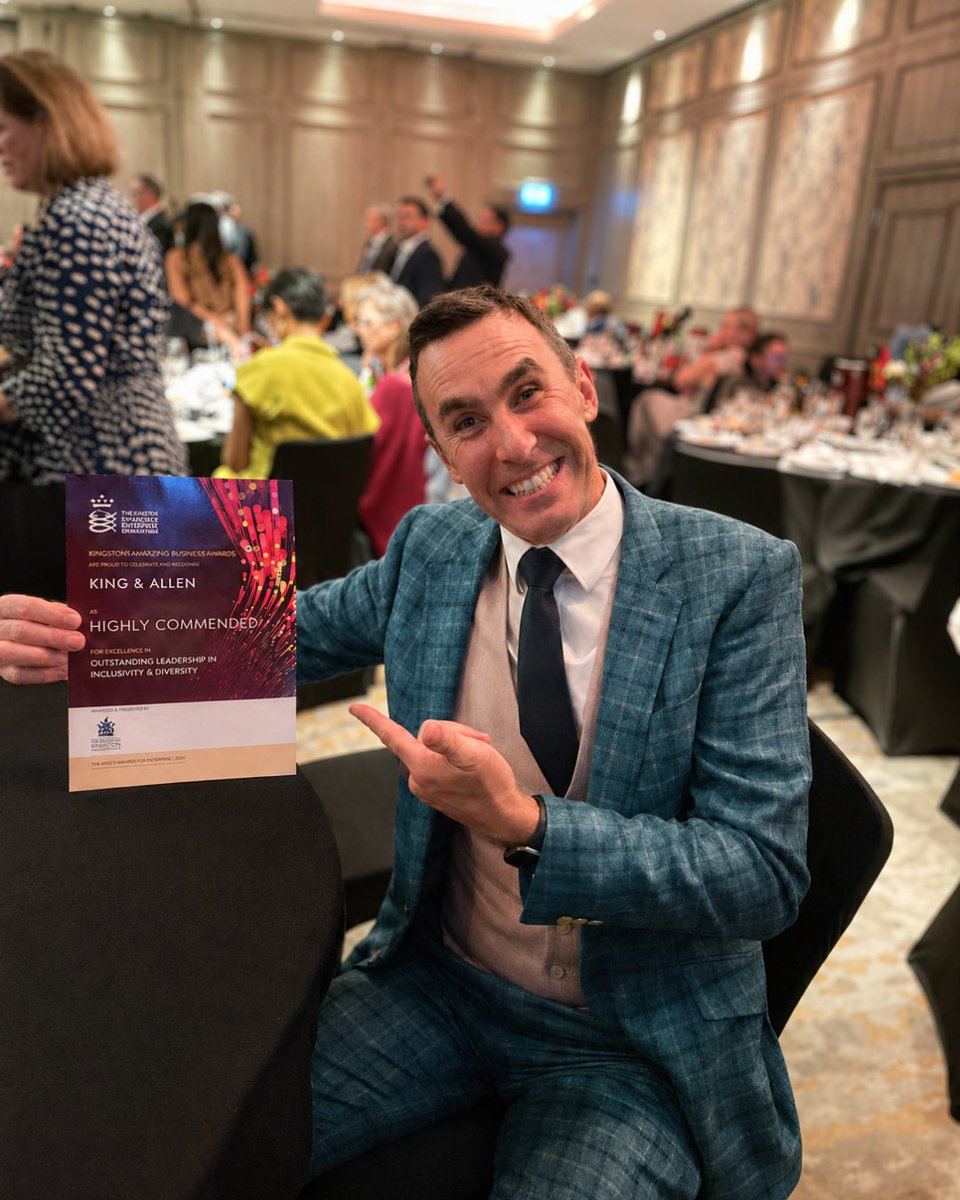 kingandallen's tweet photo. We had a blast at the Kingston Borough Business Awards on Thursday.🍾

King &amp; Allen was highly commended - winning 2nd place for outstanding leadership in inclusivity and diversity!🥈Thank you KBBA for this wonderful recognition.

#KBBAwards #Leadership #Inclusvity #Diversity https://t.co/MdfYUzpqog