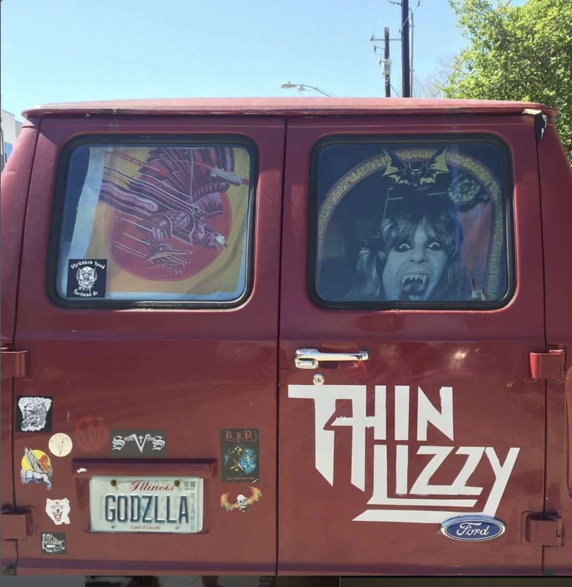 I grew up being told never to get into a van. But nobody said anything about the Thin Lizzy Godzilla vampire van.