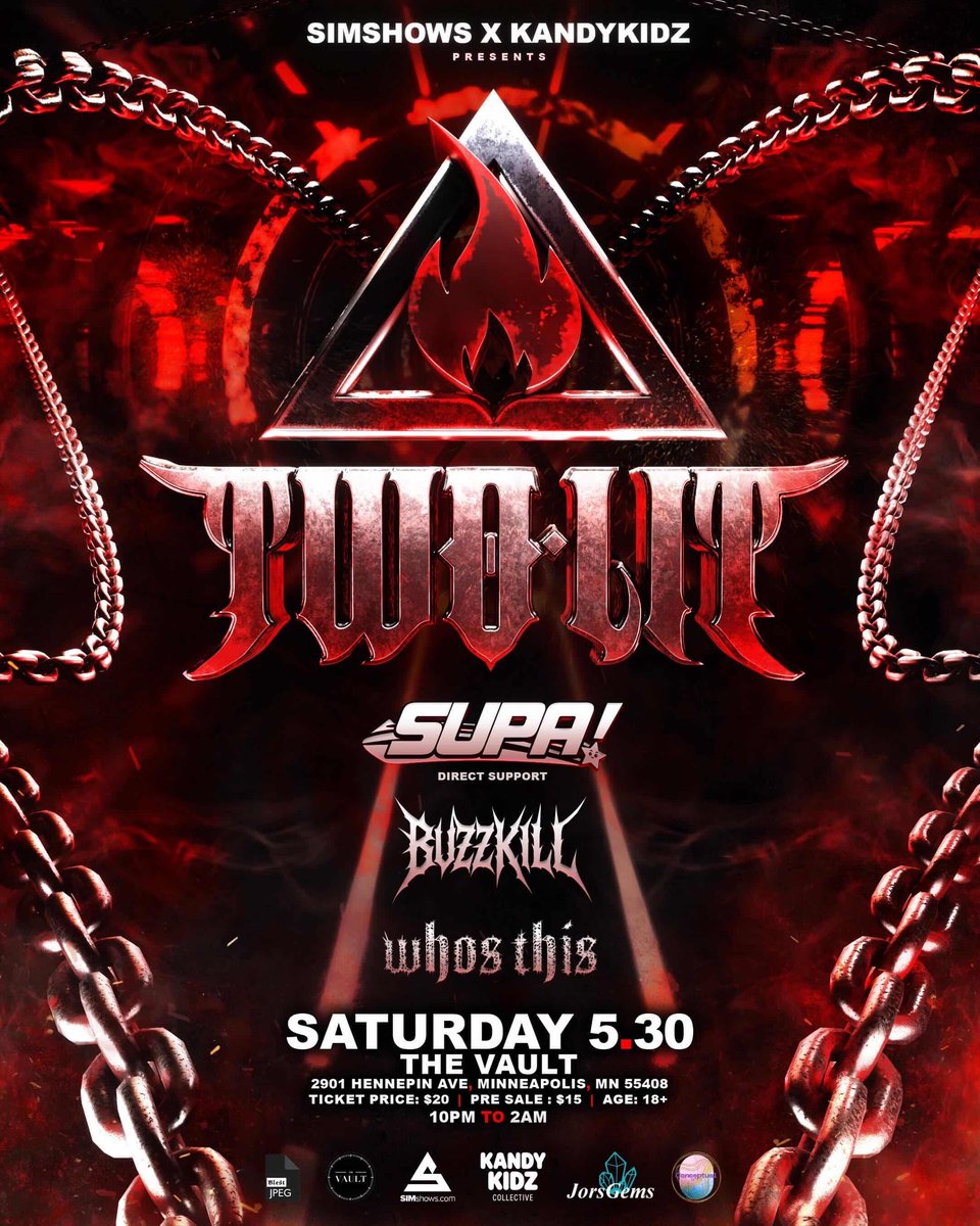 SIMshows's tweet photo. 🔥 ANNOUNCEMENT 🔥
@twolitmusic is coming to the Vault on Saturday, May 30th with some killer support from 🥵

🎟️ Lock in your tix now at https://t.co/MXLFw2zmAT and let’s rage https://t.co/lbGDXuvEQu