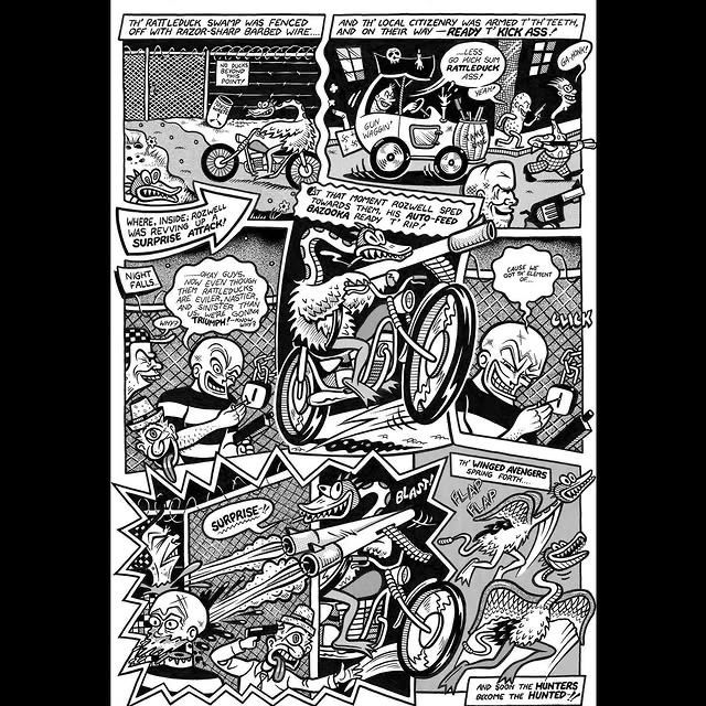 glennohead's tweet photo. Rattleduck Hunt - A High Octane Cartoon Caper! Part 2. From the WaybackMachine 🦆💥 #comics #undergroundcomics #glennhead https://t.co/LjPJaprown