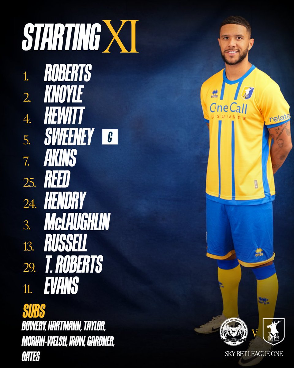 mansfieldtownfc's tweet image. 📋 Tonight's team at Peterborough United. 🦌