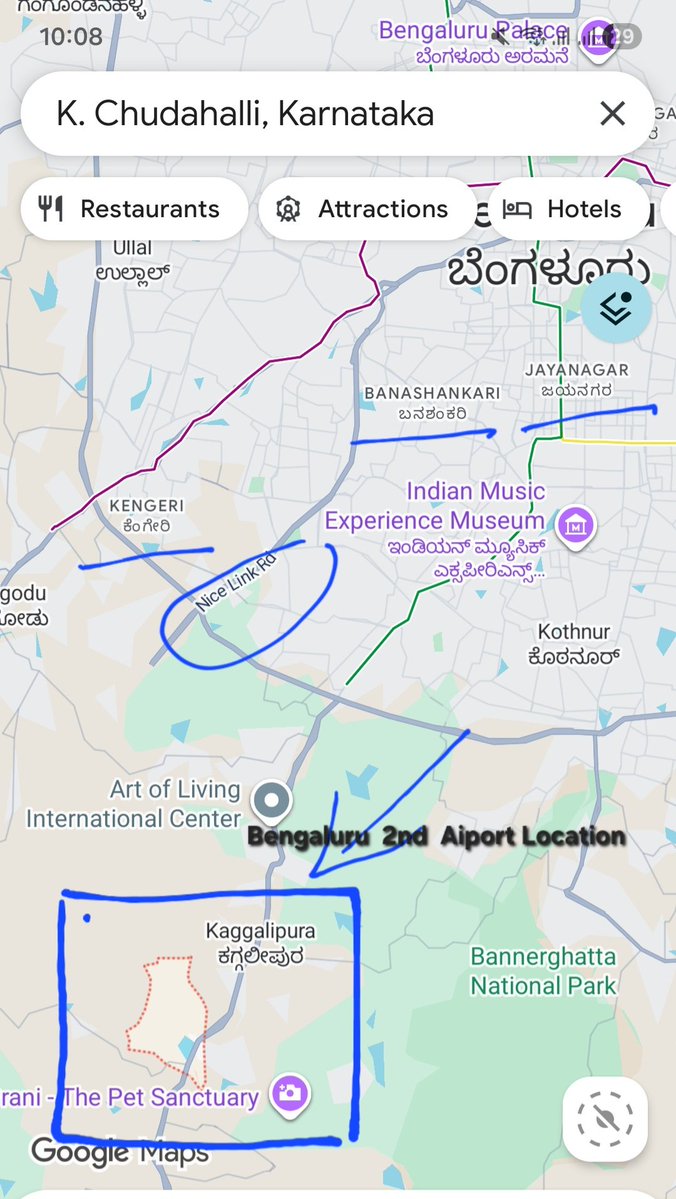 Maheshbr4U's tweet image. ●#Karnataka DCM @DKShivakumar has hinted at a 𝗠𝗮𝘀𝘀𝗶𝘃𝗲 𝟵𝟬𝟬𝟬 𝗔𝗰𝗿𝗲𝘀 , 𝟮𝗻𝗱 #𝗔𝗶𝗿𝗽𝗼𝗿𝘁 𝗳𝗼𝗿 #𝗕𝗲𝗻𝗴𝗮𝗹𝘂𝗿𝘂 ,  which shall be #India's largest &amp;amp; among Top 10 Airports in the World ●
●Location indicated is Bengaluru South dist. 
●Shall be either on