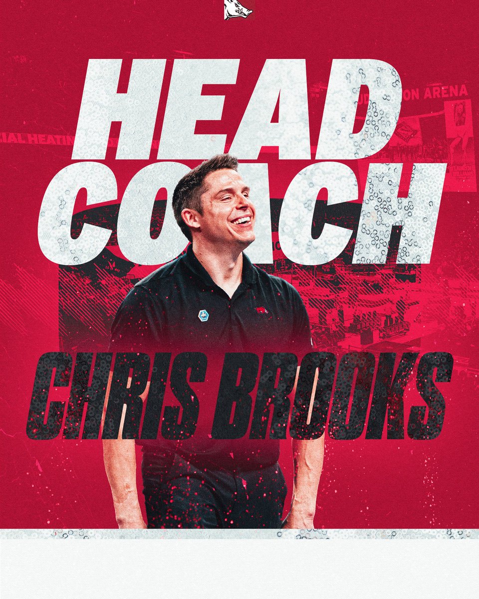RazorbackGym's tweet photo. The Chris Brooks Era begins now 🐗

Congratulations to a familiar face, our new head coach @cbrooks_wpr!

📰 https://t.co/LrWVOMMuzl https://t.co/Y3HlJ9zykh