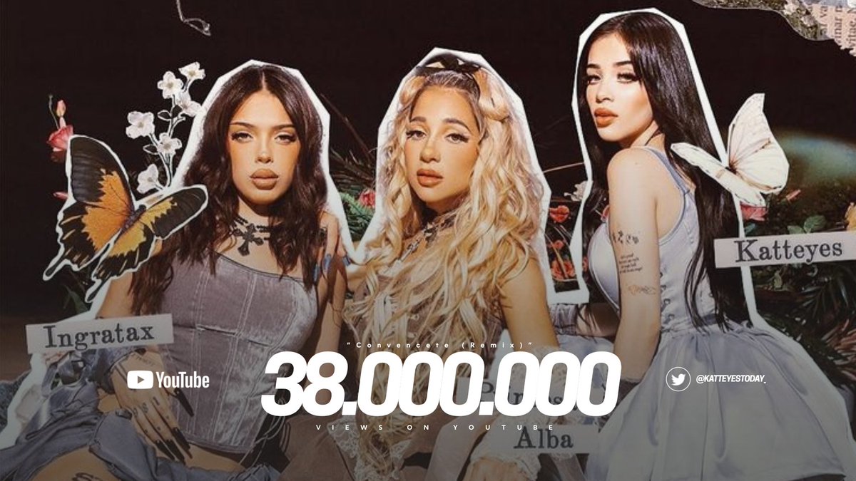 ThisIsKatteyes's tweet photo. “Convencete Remix” by #PrincesaAlba #Ingratax & #Katteyes Ha superado los 38 millones de VIEWS en Youtube.
—Este es el quinto MV de katteyes en lograrlo. https://t.co/DWDBxMDolP