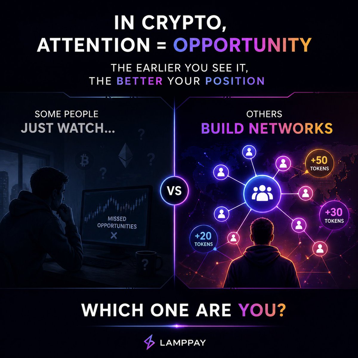LampPay's tweet image. In crypto, attention = opportunity 👀

The earlier you see it

The better your position 🎯

Some people just watch…

Others build networks ⚡

Which one are you?

#crypto #web3 #airdrop #cryptotwitter