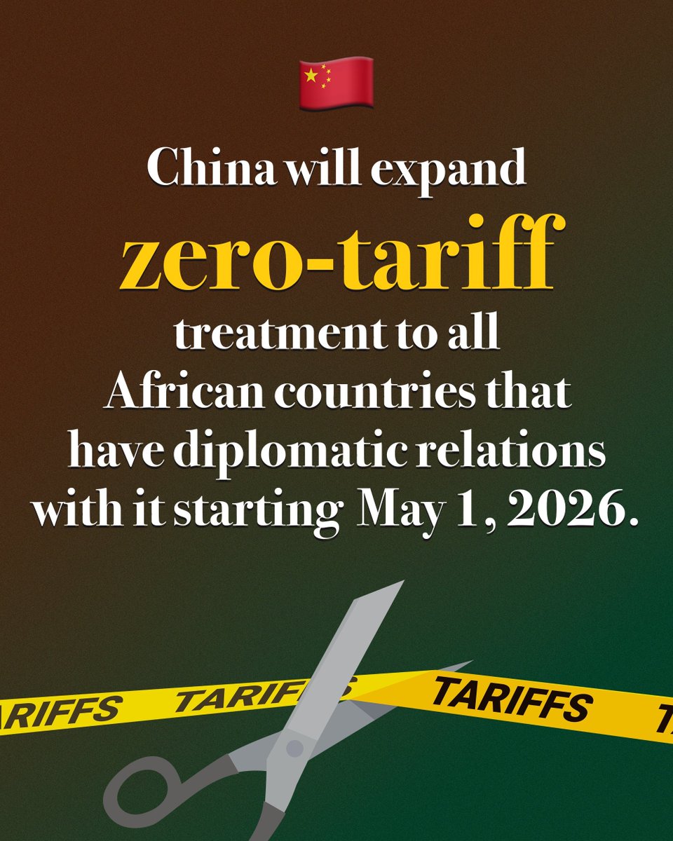 ChinaEmbAlgeria's tweet photo. الصين ستنفذ بالكامل تدابير الإعفاء الجمركي الكامل لـ53 دولة إفريقية تربطها علاقات دبلوماسية معها اعتباراً من الأول من مايو من العام الحالي، وستوسع نطاق وصول الصادرات الإفريقية إلى السوق الصينية من خلال تحديث القنوات الخ��راء وغيرها من التدابير ذات الصلة. https://t.co/1AIe1d3Kq6