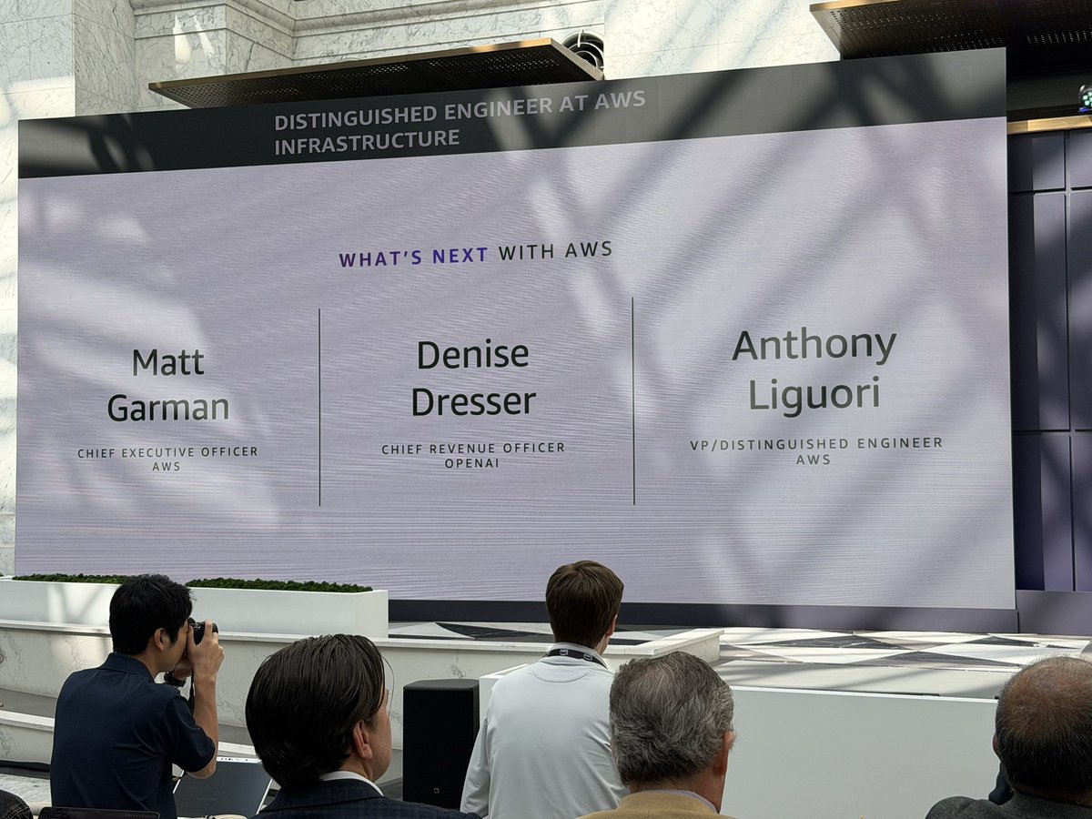 tcrawford's tweet image. Power panel to talk about the @awscloud and @OpenAI partnership. Garman says this is about choice. I believe it is more and opens a number of new doors for CIOs heading down their agentic journey. 

#CIO #AI #Cloud #WhatsNextWithAWS