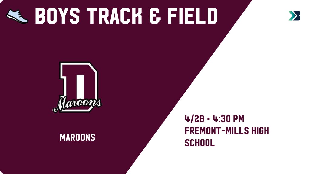 Boys Track &amp; Field (Varsity) Meet Day! - Check out the event preview for the Diagonal Maroons. It starts at 4:30 PM and is at Fremont-Mills High School Carl Stadium. gobound.com/ia/ihsaa/boyst…