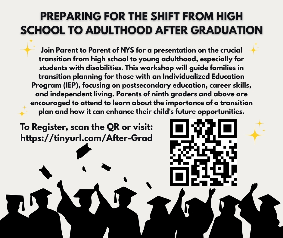 PtoPofNYS's tweet image. PREPARING FOR THE SHIFT FROM HIGH SCHOOL TO ADULTHOOD AFTER GRADUATION 🎓✨

📅 Tuesday, May 14 @ 12 PM
🔗 Register here: tinyurl.com/After-Grad

We look forward to seeing you there! 🤝

#TransitionPlanning #SpecialEducation #IEP #NYSFamilies #ParentToParentNYS #GraduationReady