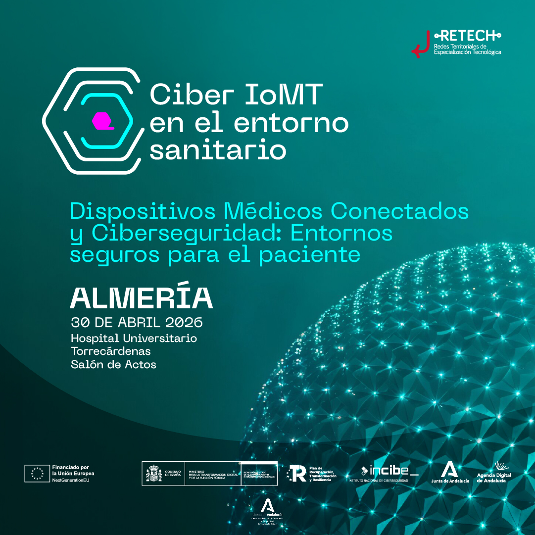 CentroCiberAND's tweet image. Las jornadas sobre dispositivos médicos #IoMT llegan al Hospital @TorrecardenasHU de #Almería. 
🔸 Dirigidas a profesionales de @saludand y TIC  
🔸Casos reales de IA y #CiberseguridadAND
¡Inscríbete! docs.google.com/forms/d/1Z3Cqe… 

#RETECHciber #NextGenerationEU @AgenciaDigAnd