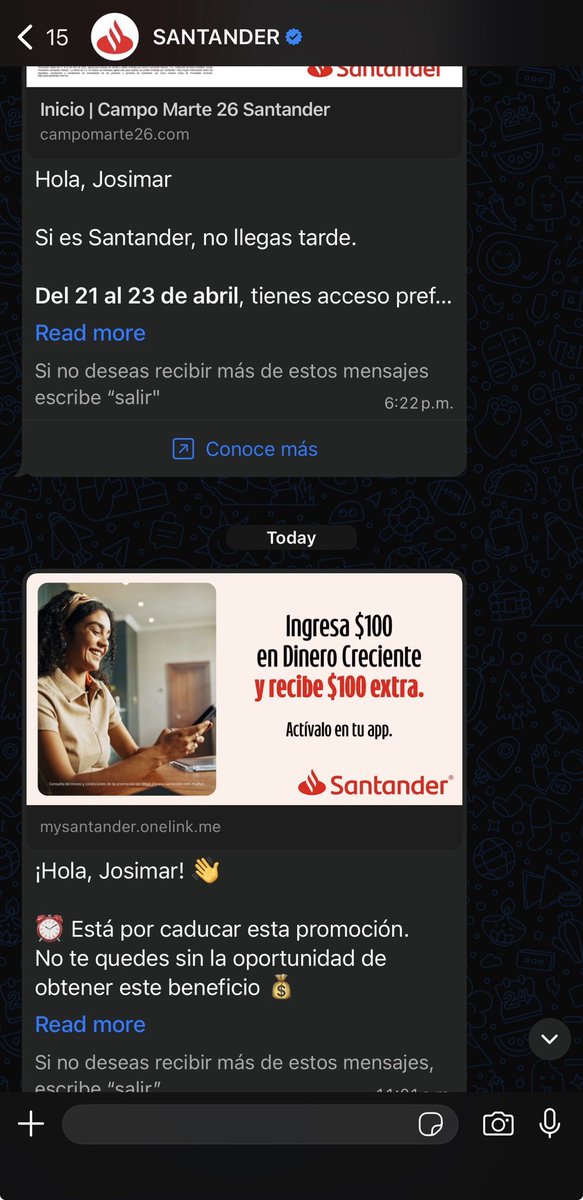 Alex_Markz8's tweet photo. @SantanderMx @AnaBotin 
Buen día.
Me pueden hacer el favor de sacarme de su base de datos, YO NO SOY JOSIMAR.
Entiendan!!! 
¿Que puedo hacer? @CondusefMX https://t.co/X80kDi4GHv
