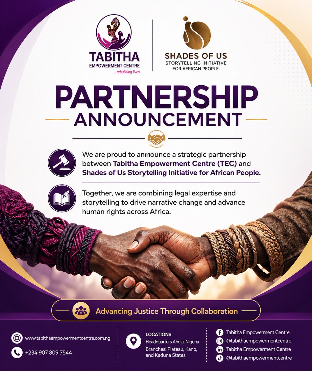 TabithaCentre's tweet image. We are proud to announce a strategic partnership between Tabitha Empowerment Centre (TEC) and @shadesofusafric 

This collaboration brings together legal expertise and the power of storytelling to drive narrative change, #Tec
#ShadesOfUs