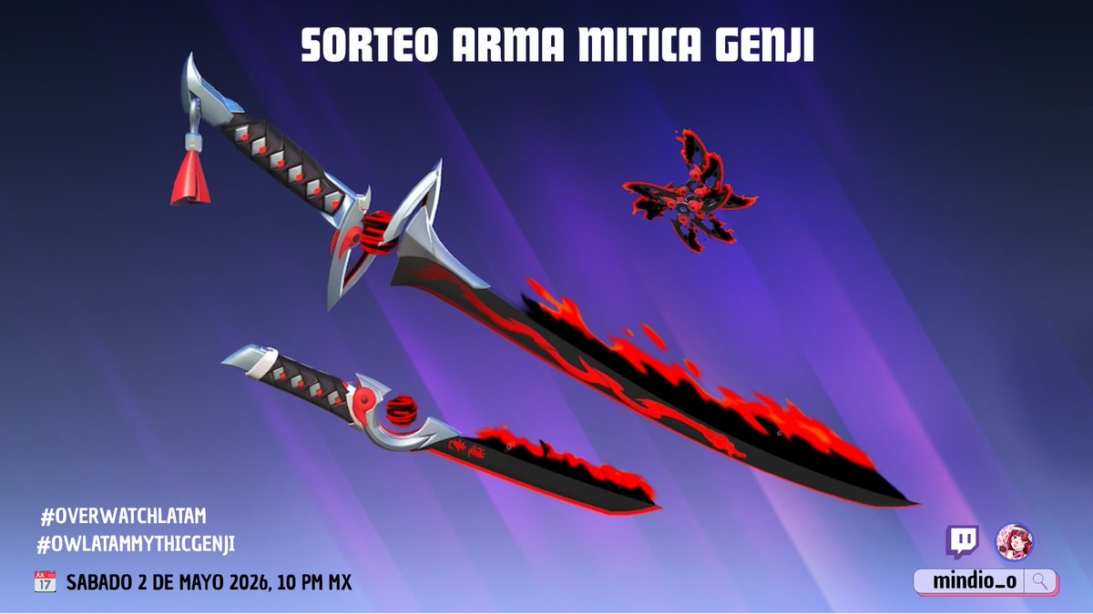 mindi0_o's tweet photo. SORTEO ARMA MÍTICA GENJI + 20 SALTOS DE NIVEL🗣️

Requisitos:
🗡️Follow X y TW
🗡️Like y RT
🗡️Etiqueta a un amigo

Muchas gracias a @Blizzard_Ent y @OverwatchLATAM por hacer posible los sorteos a la comunidad🥰

#OverwatchLATAM #OWLATAMMythicGenji https://t.co/RAEjyICNf2