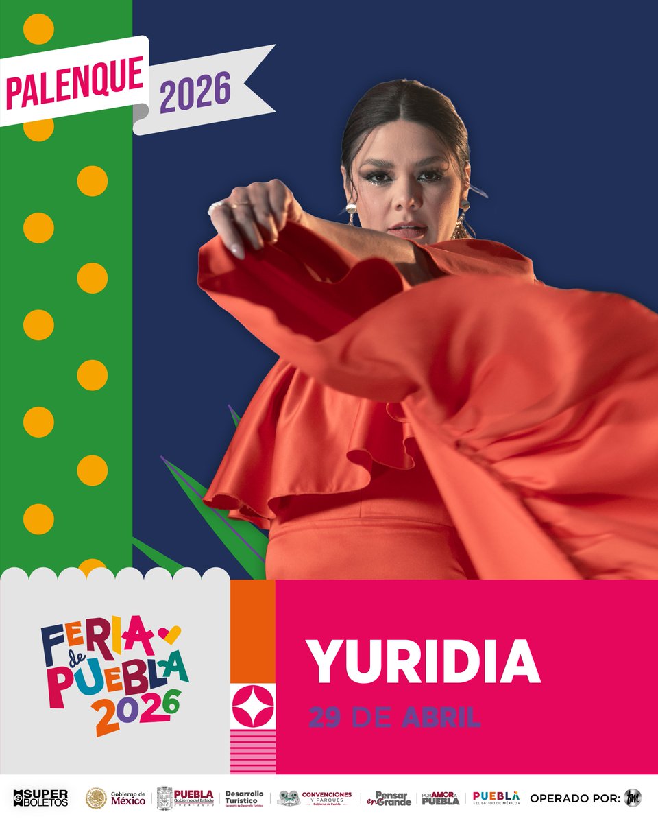EnlaceNoticias1's tweet image. #Este 🗓️ #29DeAbril, la Cantante 💃🎤 #Yuridia, estará presente en el 🏟️#Palenque de la 🤩#FeriaDePuebla2026... Adquiere tus 🎟️#Boletos a tiempo... 🫶 #PorAmorAPuebla.