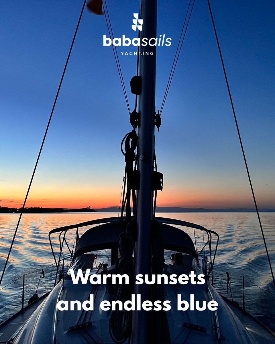 Babasails's tweet photo. The sun sets, the sea calms, and everything feels just right.⛵🌅 

This is the magic of sailing in Halkidiki.

⛵ https://t.co/cHOoZn755V
 
#sail #halkidiki #visitgreece #babasails #sailing #yacht #yachting #visithalkidiki https://t.co/twScXVhVfL