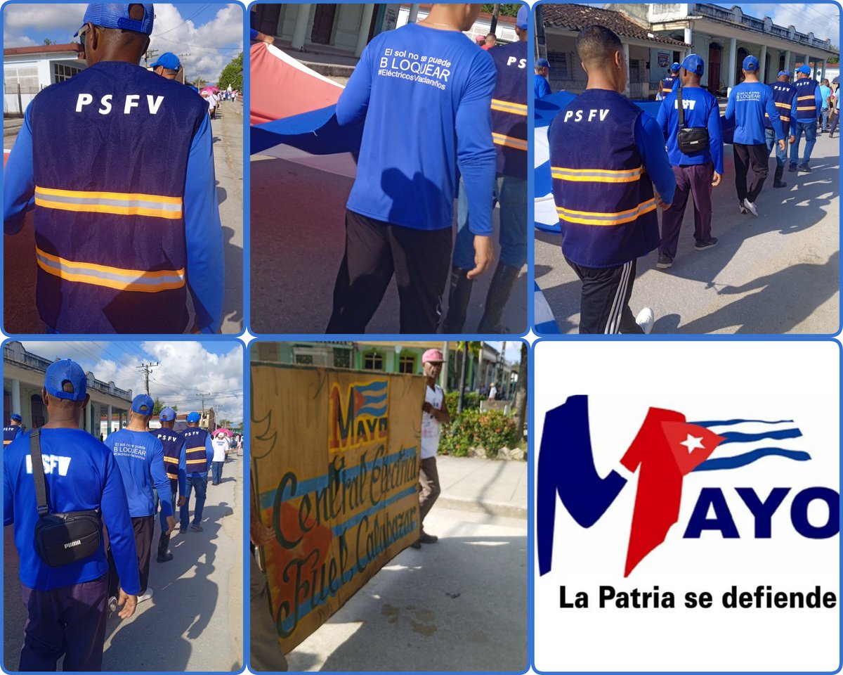 #ElSolNoSePuedeBloquear, así expresan los trabajadores del Parque  Solar Fotovoltaico de Calabazar de Sagua  en el desfile por el #PrimeroDeMayo .
#CubaEstáFirme 
#CubaEsCoraje 
#LaPatriaSeDefiende