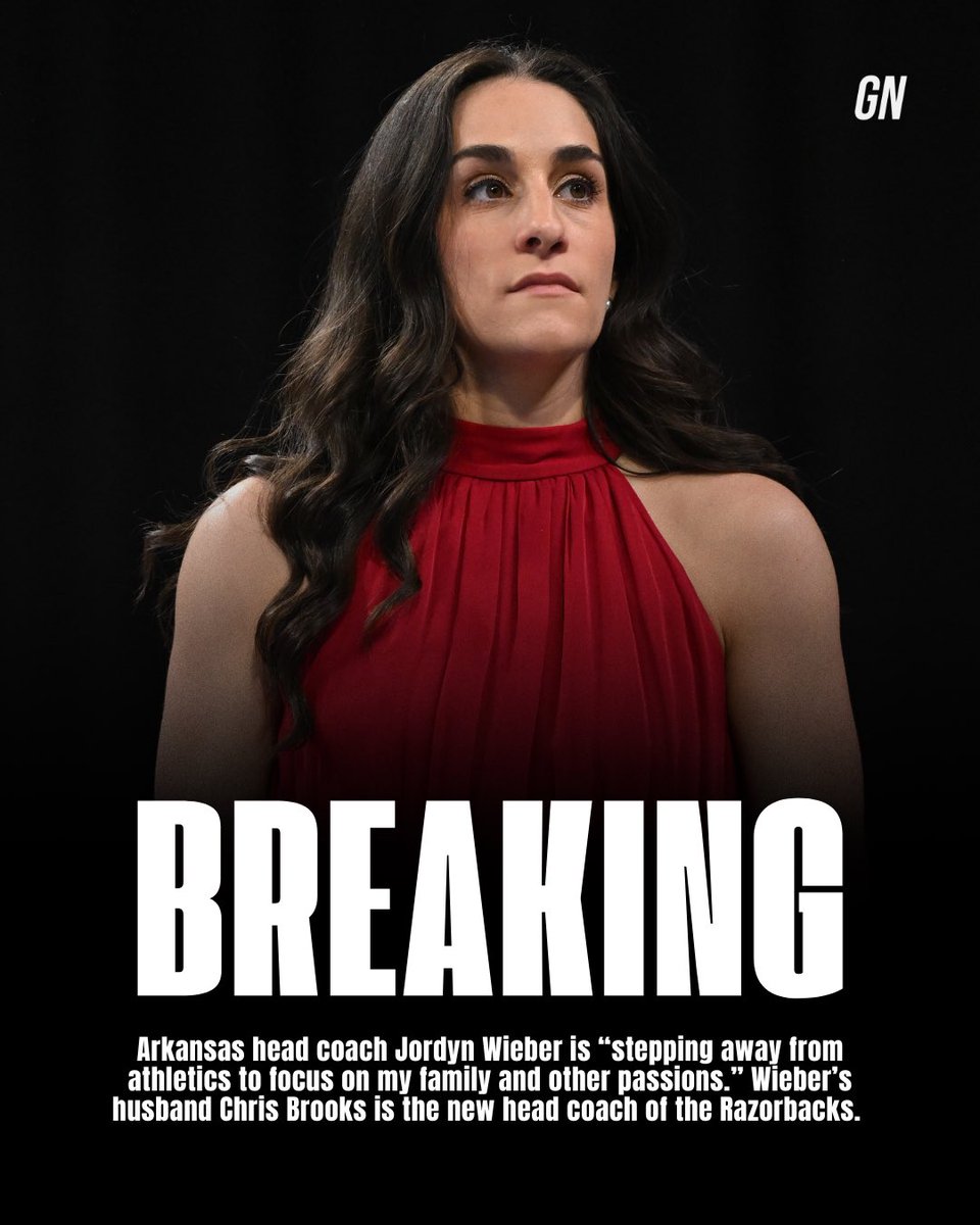 Gymnastics_Now's tweet image. 🚨BREAKING🚨 Arkansas head coach Jordyn Wieber is stepping down “to focus on [her] family and other passions.”

Assistant coach Chris Brooks, Wieber’s husband, is being promoted to head coach effective immediately.

#NCAAgym