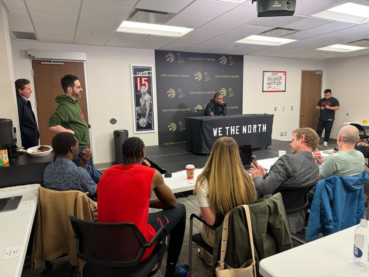 marleydickinson's tweet image. RJ Barrett joined the media following #Raptors practice ahead of Game 5 vs. #Cavs.

Barrett wasn't even scheduled to speak to us today. He just sat in.

#WeTheNorth
