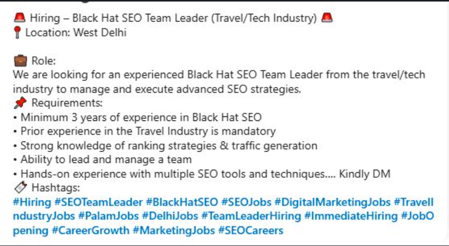 RahulMarthak's tweet image. Black Hat #SEO "Team Leader" Hire

👀