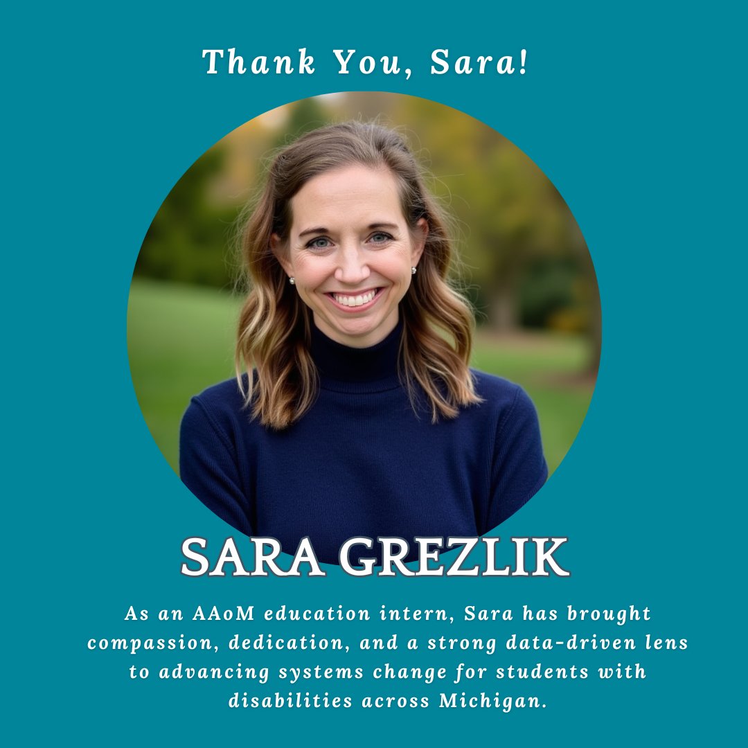MI_PAAC's tweet image. Please join us in thanking Sara Grezlik for her many contributions as an Education Intern with the @AutismAlliance (AAoM) and MiPAAC.

Thank you for being a valued part of our team, Sara!

#MiPAAC #AAoM #DisabilityAdvocacy #EducationEquity