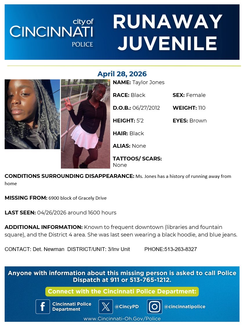 Cincinnati Police Department tweet media