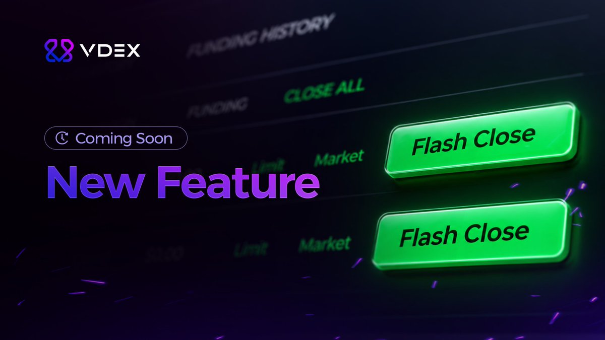 0xVDEX's tweet photo. Most exchanges still make you tap twice to close a position.

Flash Close is coming to VDEX.

One tap to fully close any position.

No confirm step, no menu.

Built for traders who can't afford the extra second. https://t.co/nKuiKtXbva