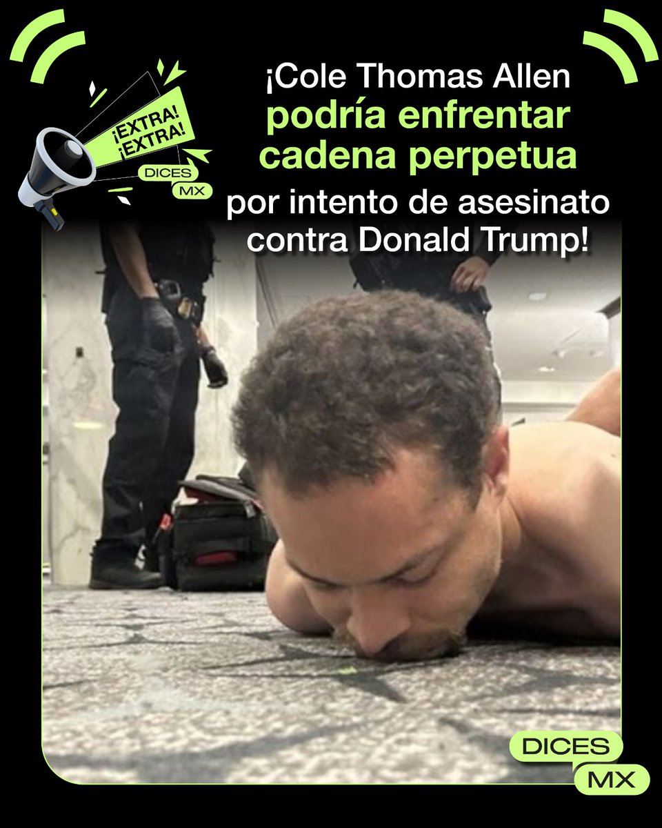 dicesmx's tweet image. 🚨 Cole Allen es acusado de atravesar un perímetro de seguridad y disparar durante un evento de la Casa Blanca.

⛓️ De ser declarado culpable, podría pasar el resto de su vida en prisión.

💬Y tú, ¿qué #DICES?

#ExtraExtra #Trump #EstadosUnidos #Seguridad #Política #Internacional