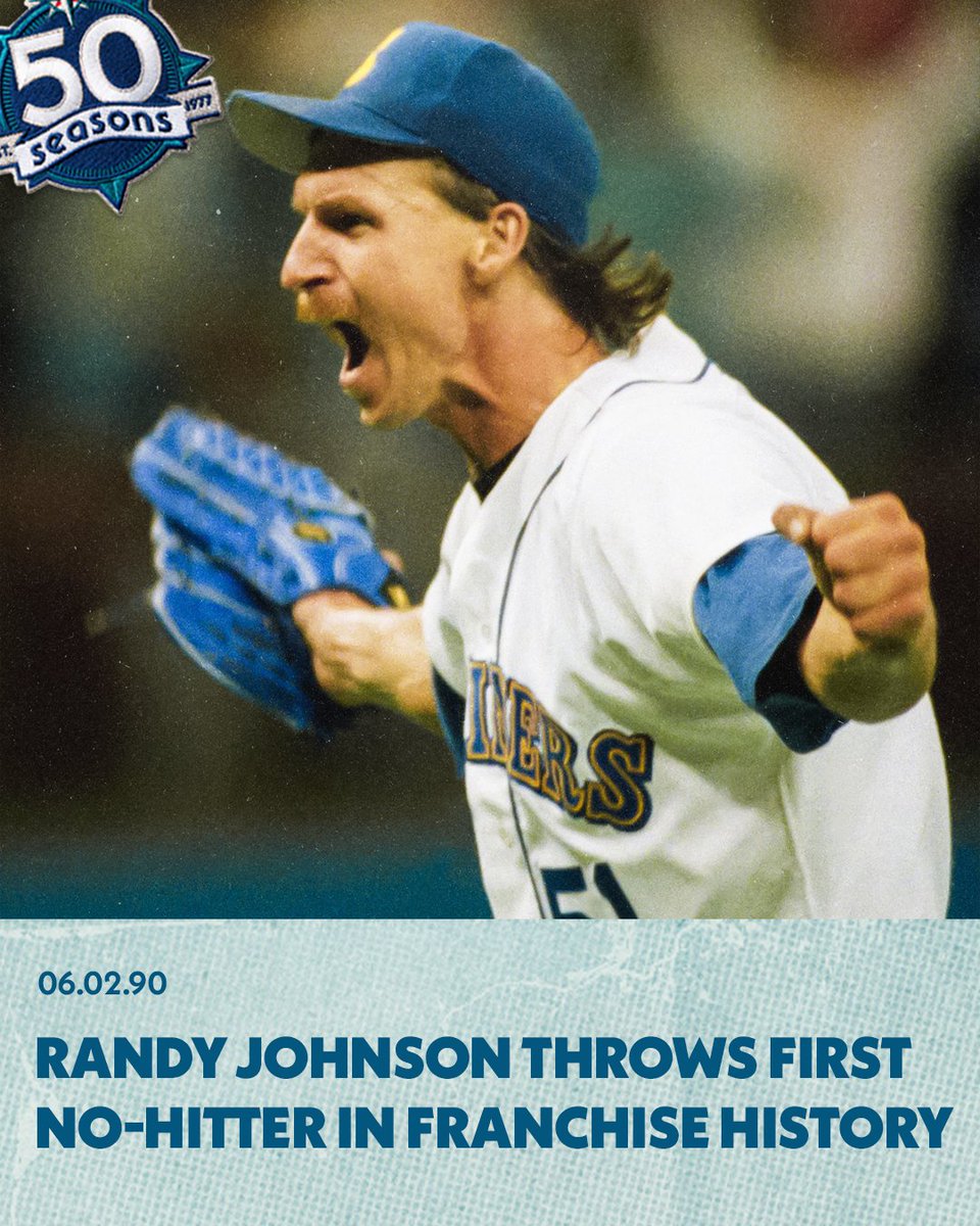 Mariners's tweet photo. The first no-hitter in franchise history belongs to The Big Unit.

🎟️ https://t.co/1G23ElnffW https://t.co/tib0kQrHUb