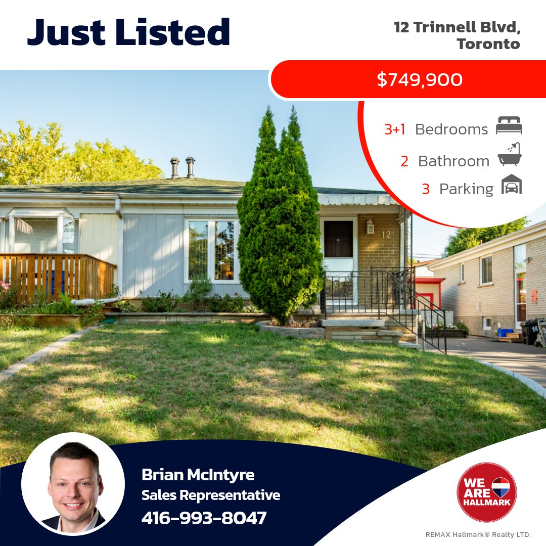 BMcintyreAgent's tweet image. 🏡 Open House This Week | 12 Trinnell Blvd, #Toronto
💰 $749,900
3+1 🛏 | 2 🛁 | 3 🚗
📍 Clairlea
Updated kitchen, finished basement &amp;amp; great east-end location 👀
🗓 Thurs 11:30–1 PM
🗓 Sat 2–4 PM
👉 brianmcintyre.ca/blog/family-ho…
#BrianMcIntyreRealEstate #OpenHouse