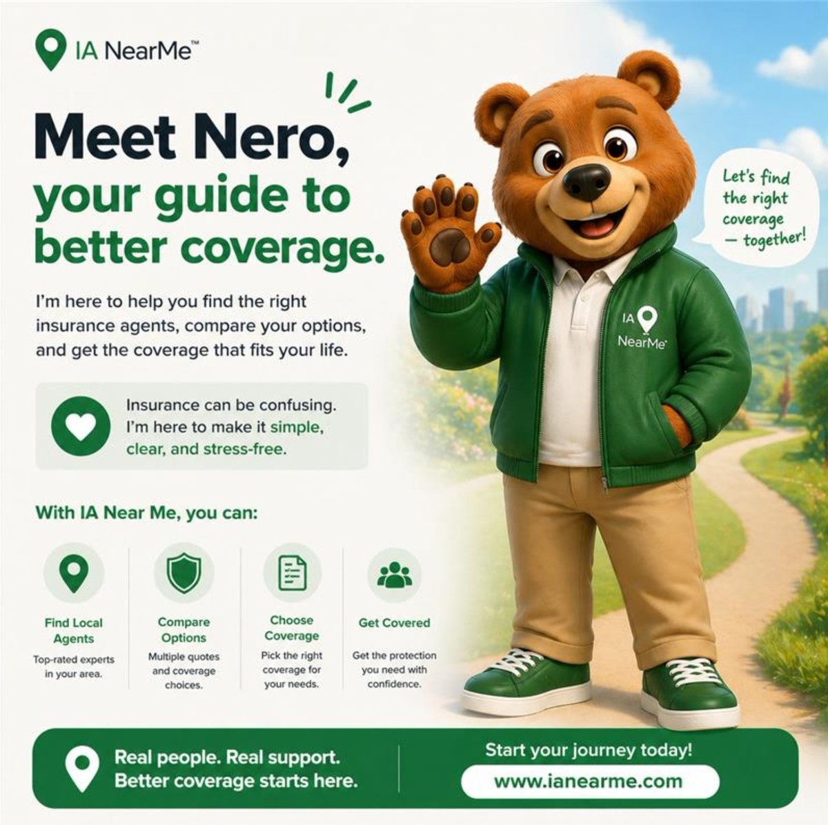 IANearMe_'s tweet photo. Meet Nero: Your guide to better coverage 🐻

With IA Near Me, everything is designed to be simple, clear, and built around what works best for you.

Your journey to better coverage starts here.
https://t.co/jKueMKlTka https://t.co/bIBkNLKC09